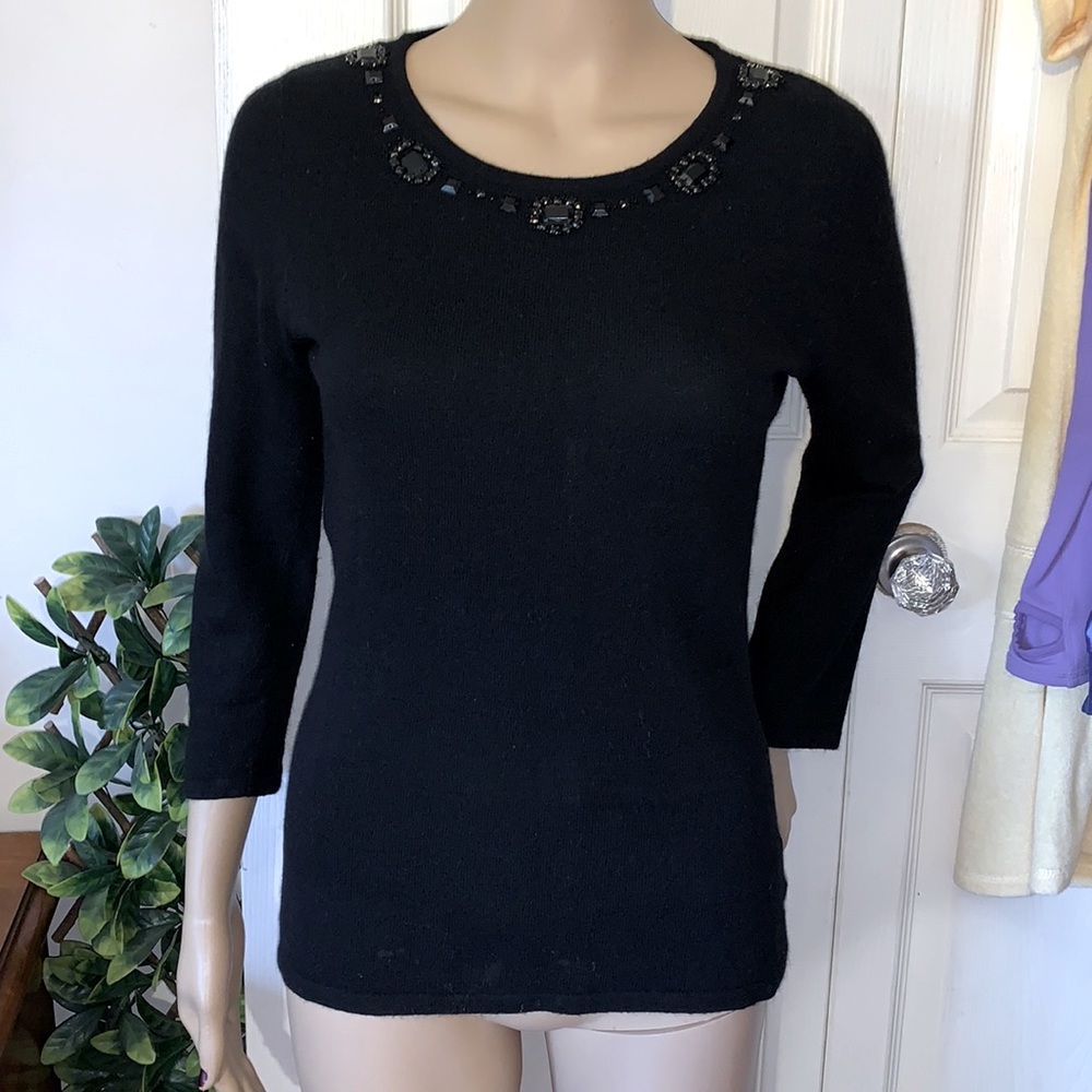 Joe black soft angora wool blended jewelled pullover sweater S
